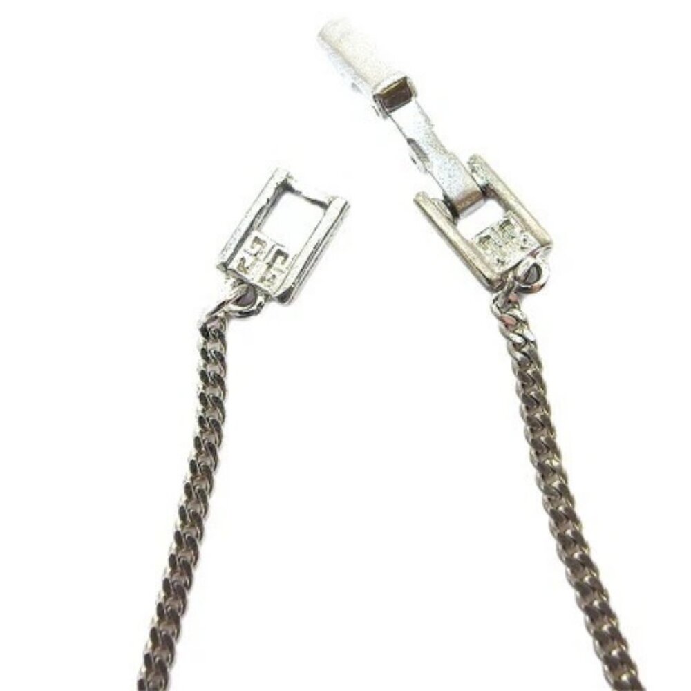 GIVENCHY Necklace 4G Logo Silver Hardware x Rhinestone Authentic - Picture 9 of 10